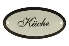 Geëmailleerd deurbordje "Küche" ovaal 100x50mm