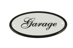Geëmailleerd deurbordje "Garage" ovaal 100x50mm