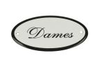 Geëmailleerd deurbordje "Dames" ovaal 100x50mm
