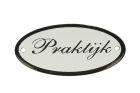 Geëmailleerd deurbordje "Praktijk" ovaal 100x50mm