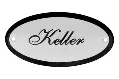 Geëmailleerd deurbordje "Keller" ovaal 100x50mm