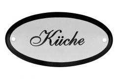 Geëmailleerd deurbordje "Küche" ovaal 100x50mm