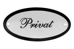 Geëmailleerd deurbordje "Privat" ovaal 100x50mm