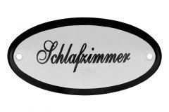 Geëmailleerd deurbordje "Schlafzimmer" ovaal 100x50mm