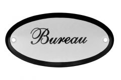 Geëmailleerd deurbordje "Bureau" ovaal 100x50mm