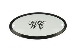 Geëmailleerd deurbordje "WC" ovaal 100x50mm