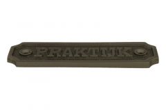 IJzer deurplaatje "Praktijk" rechthoekig 115x36mm