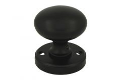 Enkele draaiknop rond messing zwart poedercoat + rond rozet
