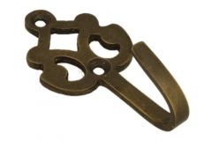 Haakje messing verouderd Diepte 21mm, 32x64mm