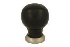 Kastknop ebbenhout met matnikkel 39mm H48mm rozetmaat 29mm.