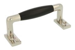 Handgreep 105mm strak model messing vernikkeld ebbenhout