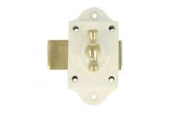 Slotje voor kast/raam/deur wit met ongelakt messing knop