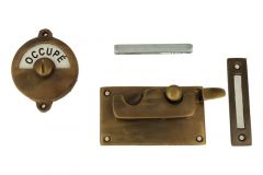 Libre-Occupé toiletslot 92×52mm messing verouderd
