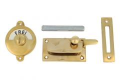 Frei-Besetzt toiletslot 70×39mm ongelakt messing
