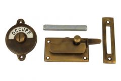 Libre-Occupé toiletslot 70×39mm messing verouderd