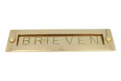 Brievenbus "BRIEVEN" ongelakt messing jaren 30
