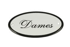 Geëmailleerd deurbordje "Dames" ovaal 100x50mm