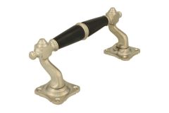 Deurgreep 160mm sierlijk model verkropt matnikkel bakeliet