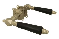 Deurklink matnikkel ebbenhout stel met rozetten