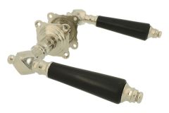 Deurklink messing vernikkeld ebbenhout stel met rozetten