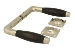 Deurklink strak model matnikkel ebbenhout stel.