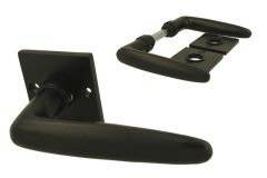 Deurklink gietijzer zwart model "Dudok" vierkant rozet