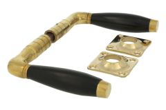 Deurklink ongelakt messing bakeliet stel (1931)