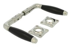 Deurklink (1929) messing vernikkeld ebbenhout stel