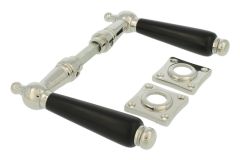 Deurklink messing vernikkeld ebbenhout stel (1915)