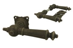 Deurklink gietijzer grijs stel