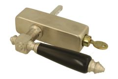 Draaikiep greep met slot (1890) matnikkel ebbenhout