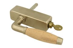 Draaikiep greep met slot (1930) matnikkel beuken