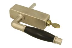 Draaikiep greep met slot (1926) matnikkel ebbenhout