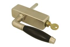 Draaikiep greep met slot (1929) matnikkel ebbenhout