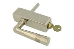 Draaikiep greep met slot (1915) messing vernikkeld