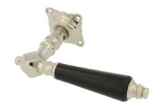 Enkele deurklink met rozet messing vernikkeld ebbenhout 1900