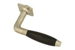 Enkele deurklink met rozet matnikkel ebbenhout (1930)