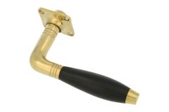 Enkele deurklink met rozet ongelakt messing ebbenhout (1930)