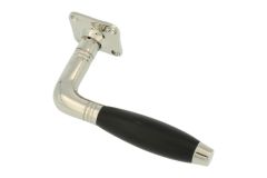 Enkele deurklink met rozet messing vernikkeld ebbenhout 1930