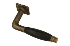 Enkele deurklink met rozet messing verouderd ebbenhout 1926