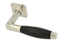 Enkele deurklink met rozet messing vernikkeld ebbenhout 1932