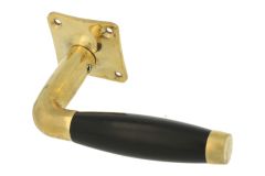 Enkele deurklink met rozet ongelakt messing ebben (1932)