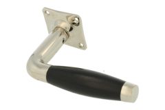 Enkele deurklink met rozet messing vernikkeld ebben (1932)