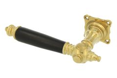 Enkele deurklink linkswijzend ongelakt messing ebben (1892)