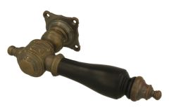 Enkele deurklink kasteel messing verouderd ebbenhout