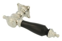 Enkele deurklink kasteel messing vernikkeld ebbenhout