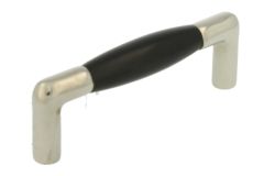 Keukengreep 96mm messing vernikkeld ebbenhout jaren 30