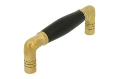 Keukengreep 96mm h.o.h. ongelakt messing jaren 20