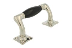 Schuifraamgreep 115mm verkropt messing vernikkeld bakeliet